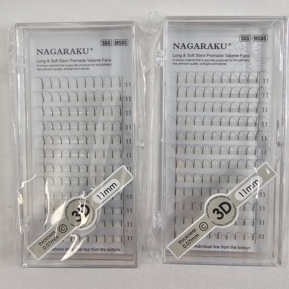 NAGARAKU Pack of 2 - 3D - 11MM - 0.07 Thickness - 120 Lash set per pack =240